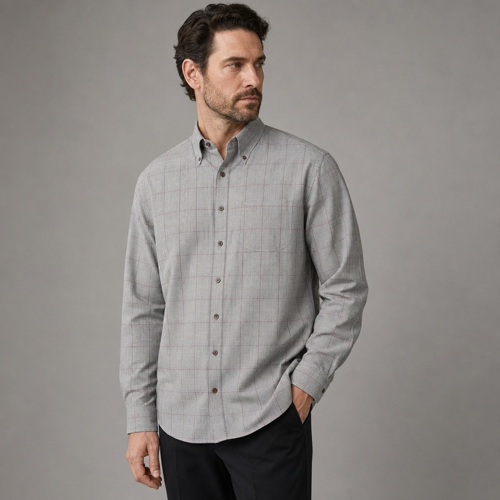 Brooks Brothers Men's Brooksflannel Plaid Button Down Shirt XXL Gray Wool